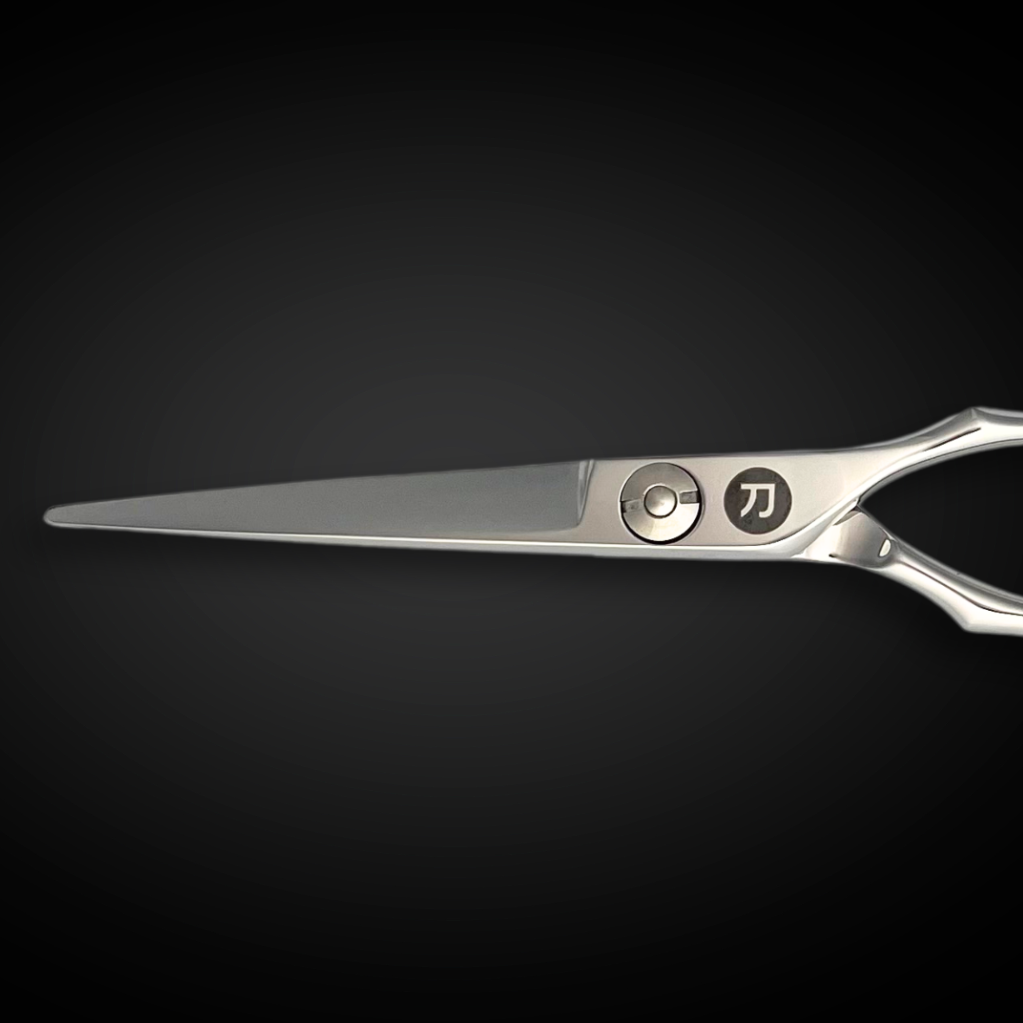 Close-up of the convex blade edge on Saki Kotaro 6-inch 440C professional hair shears