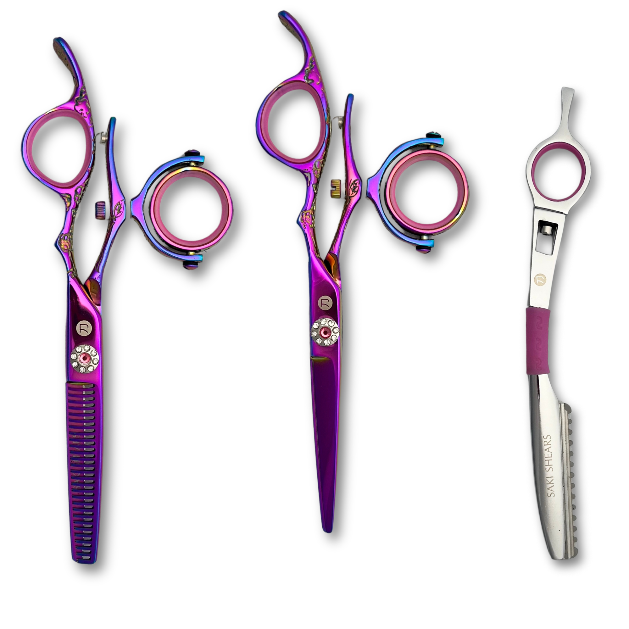 Swivel Kohana Pink Hair Shears Set (Hair Cutting and Thinning Shears) - Open Box
