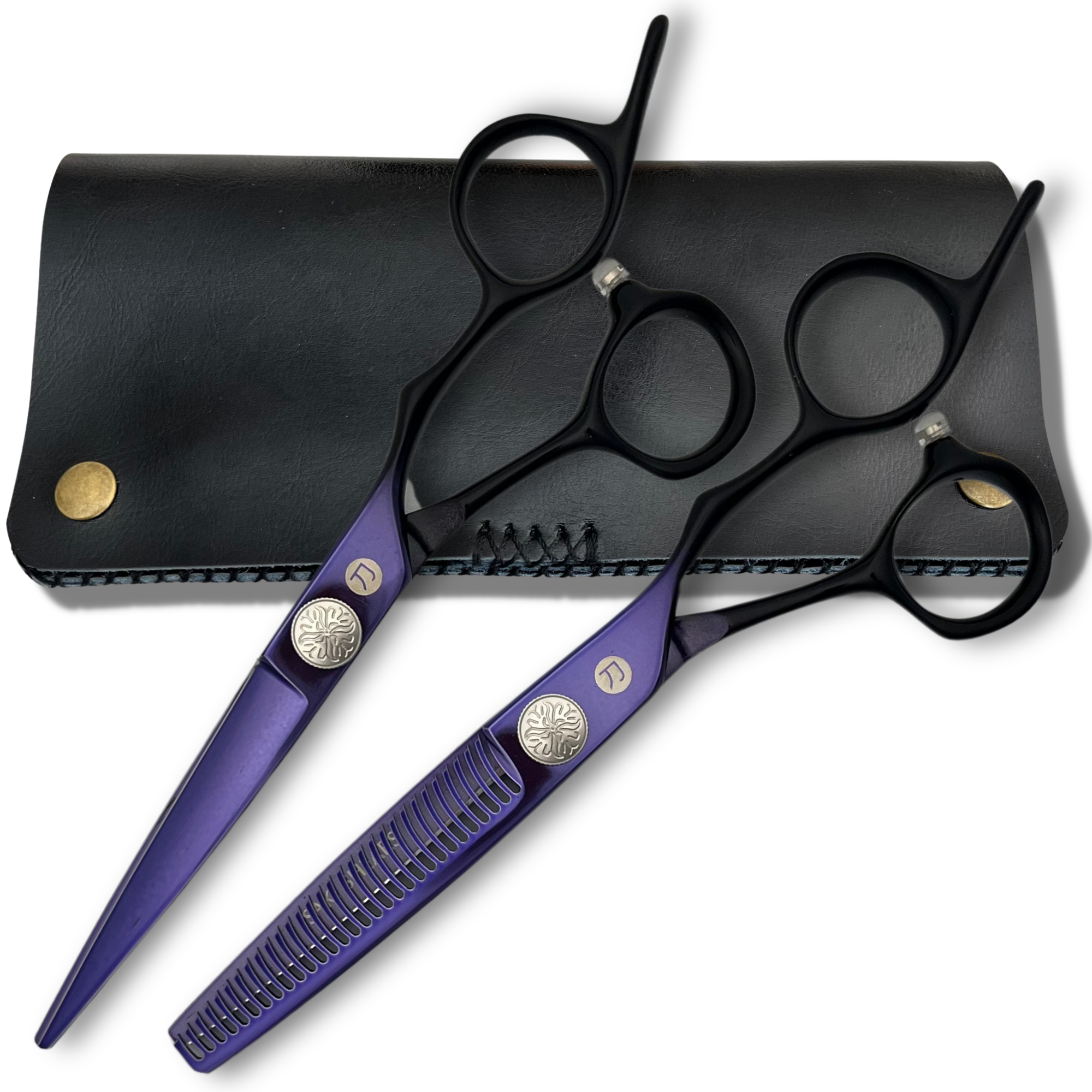 Purple Saki Nebula Hairdressing Shears Set (Hair Cutting and Thinning Shears)