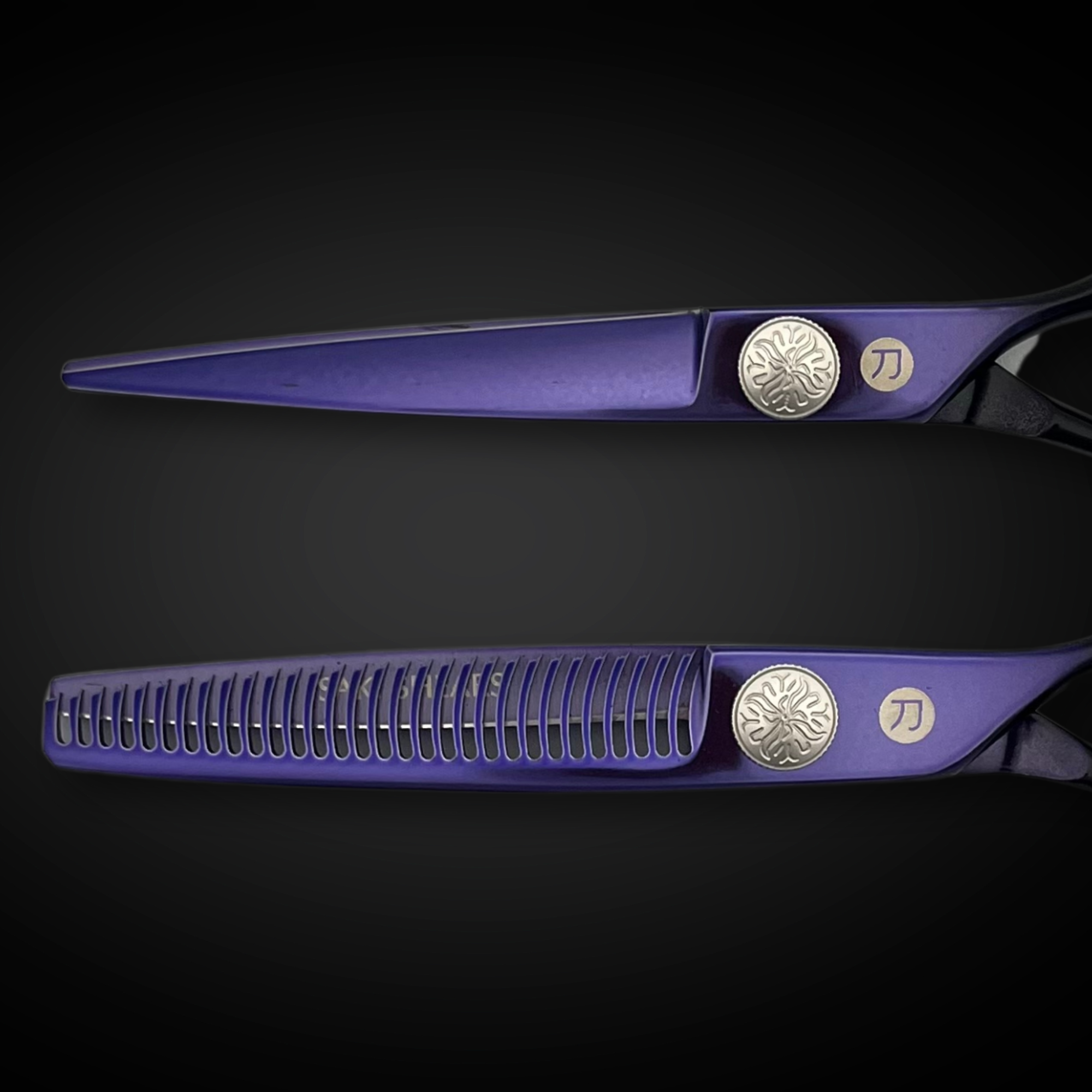 Purple Saki Nebula Hairdressing Shears Set (Hair Cutting and Thinning Shears)