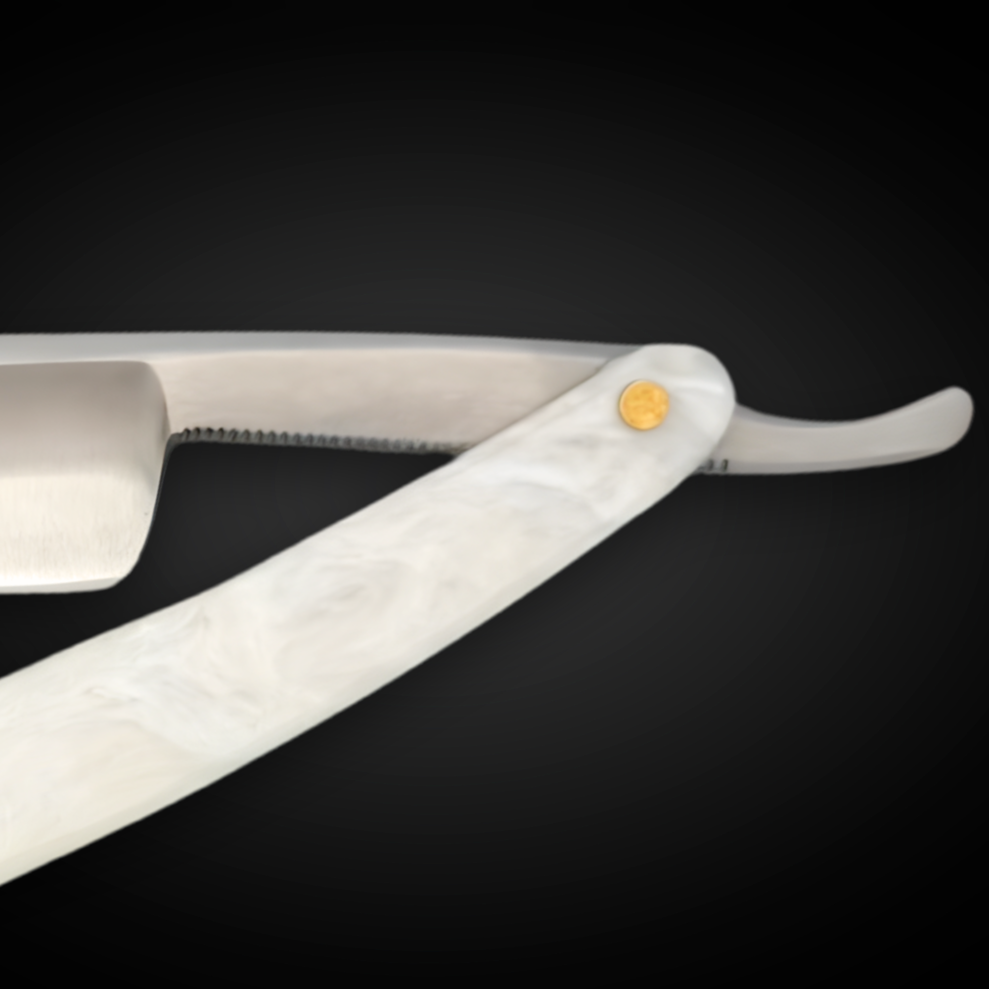 Straight Edge Shave Saki Epoxy Carbon Series - White Pearl