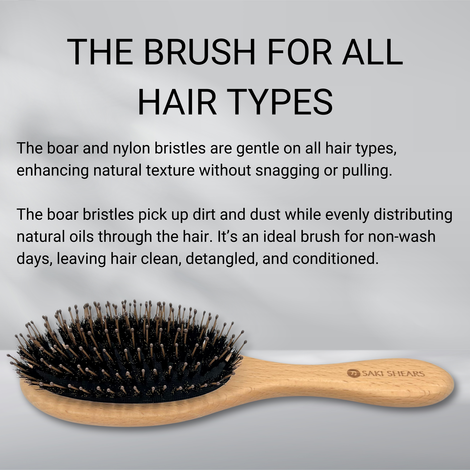 Boar Hair and Nylon Bristle Paddle Brush With Natural Wood Handle