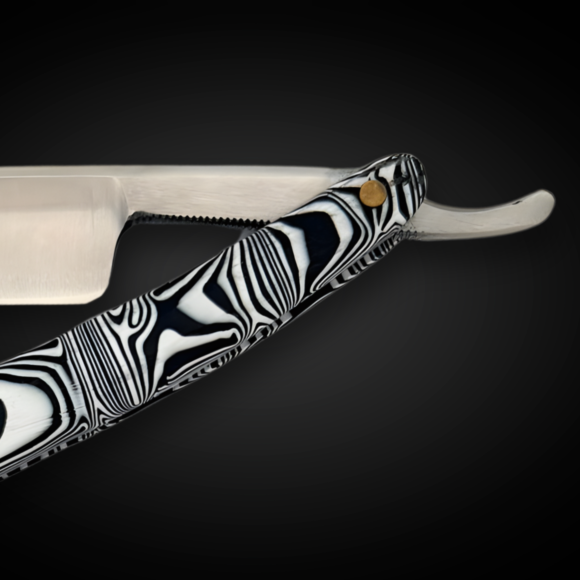 Straight Edge Shave Saki Epoxy Carbon Series - Zebra White and Black