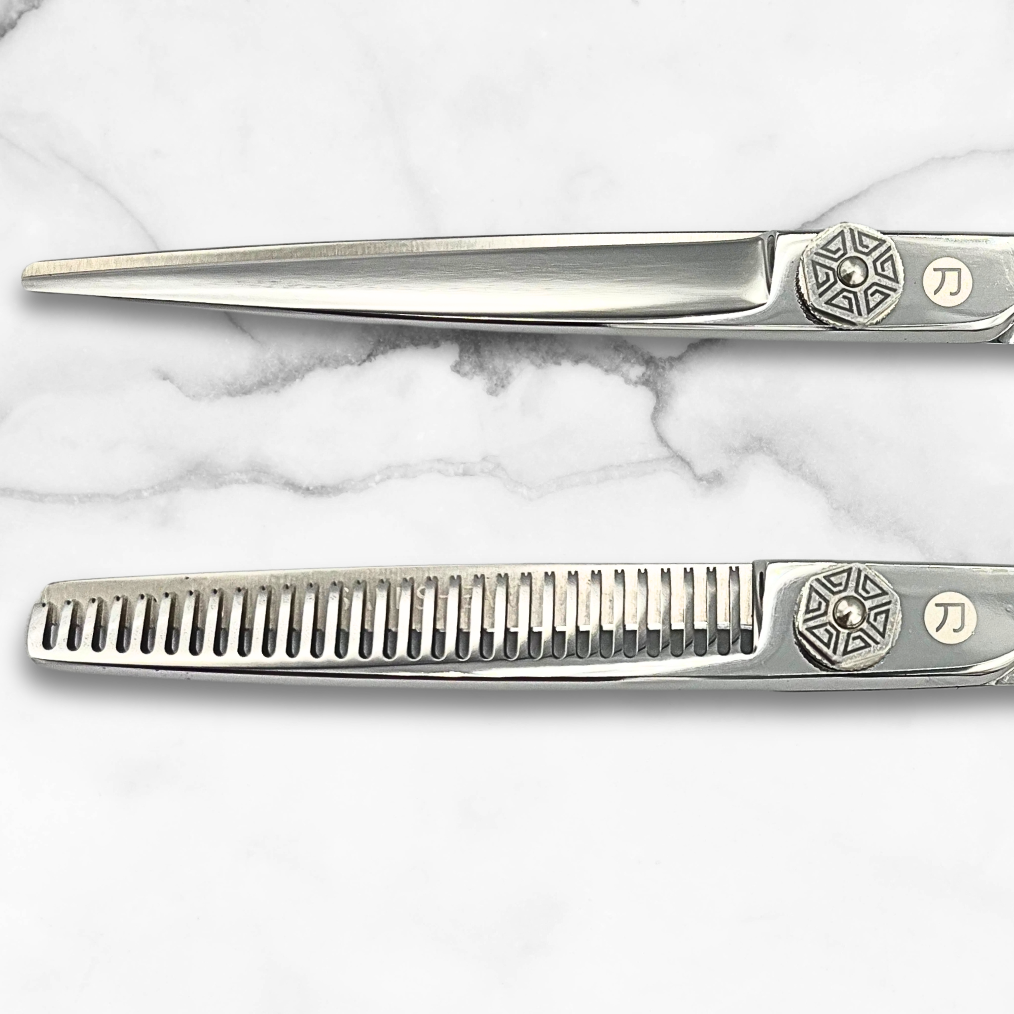 Saki Shears Kohana Engraved Steel Hair Shears Set (Hair Cutting and Thinning Shears)