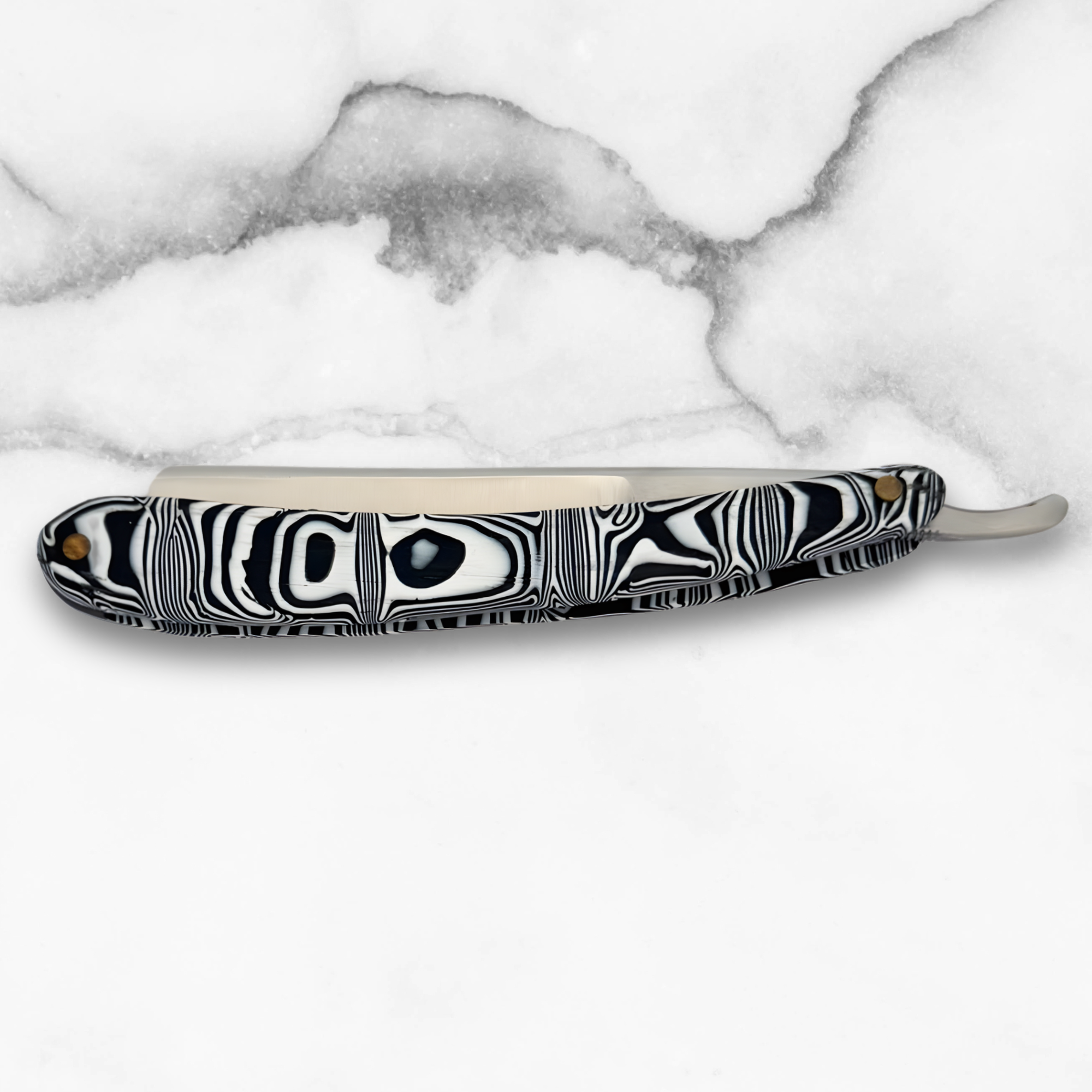 Straight Edge Shave Saki Epoxy Carbon Series - Zebra White and Black