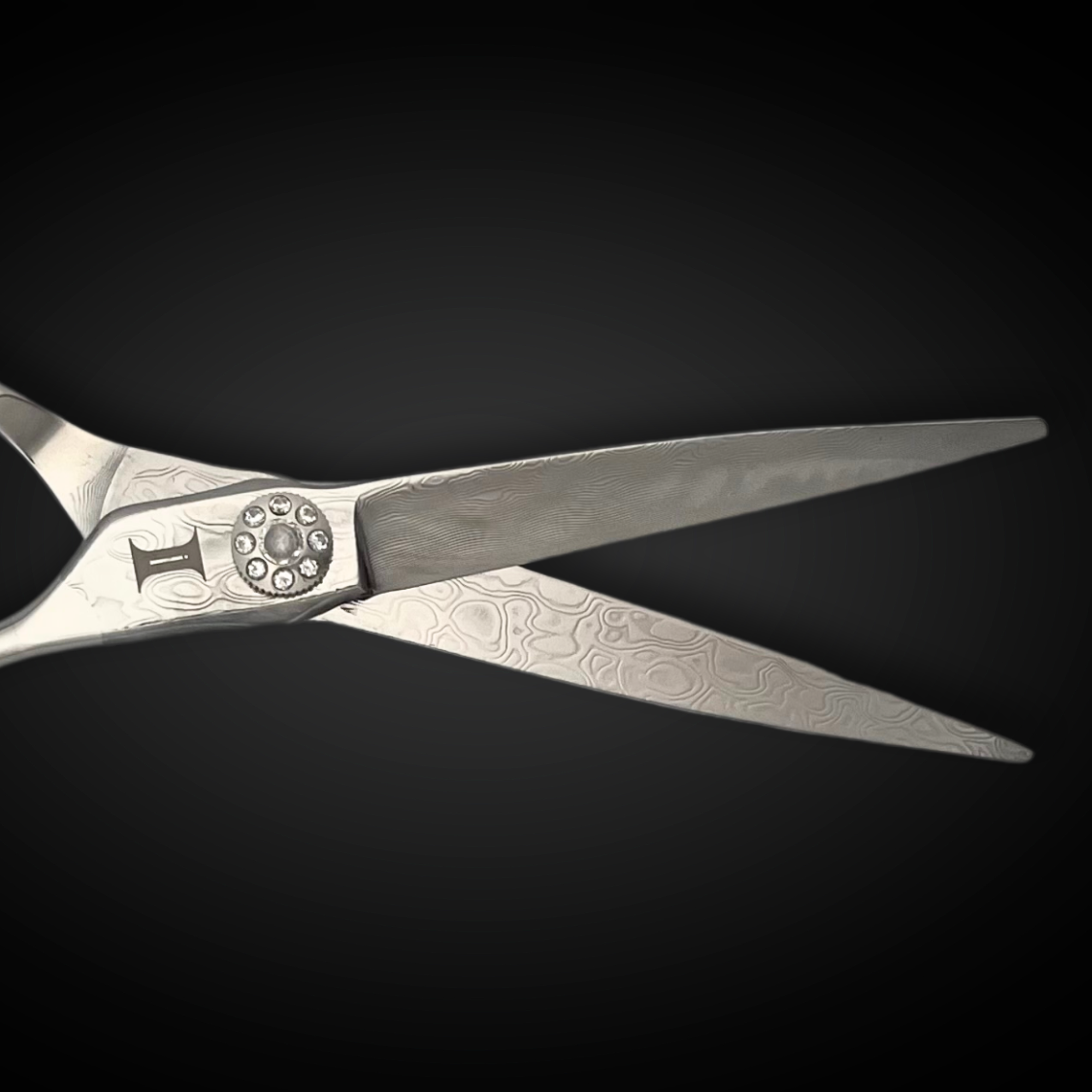 6" Diamond and Damascus Steel Hair Shears