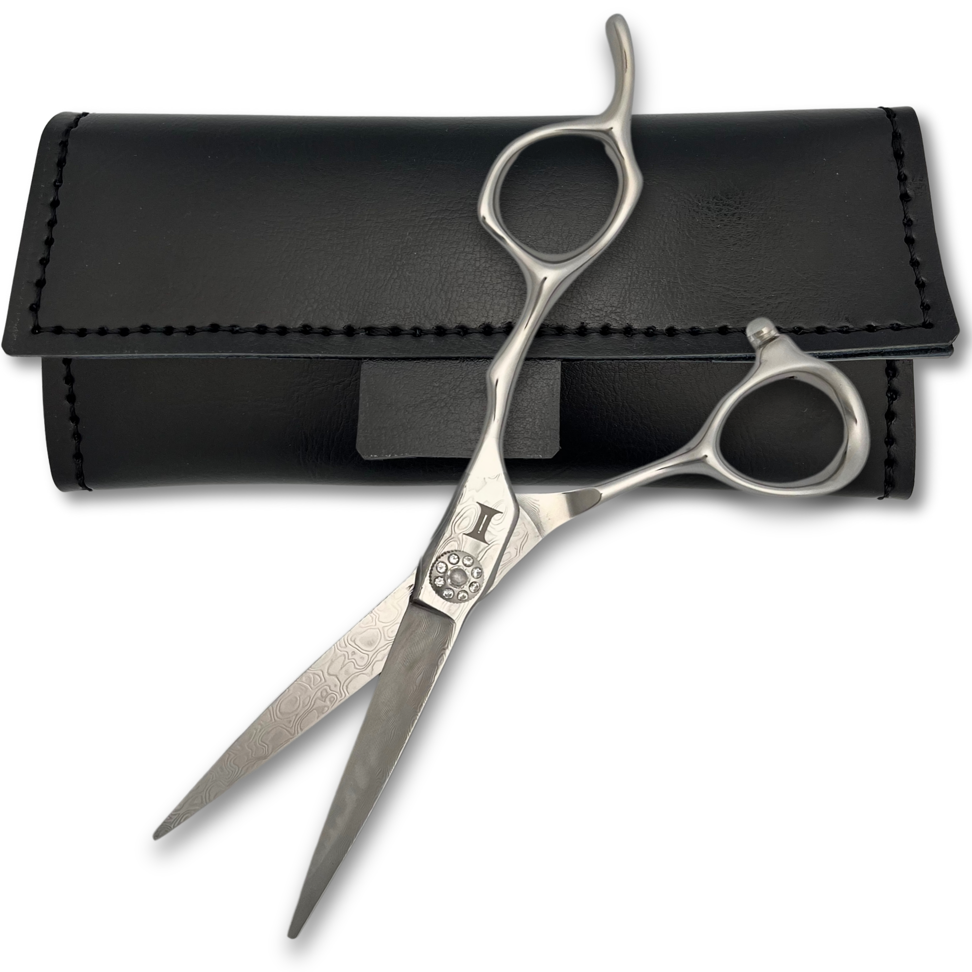 6" Diamond and Damascus Steel Hair Shears