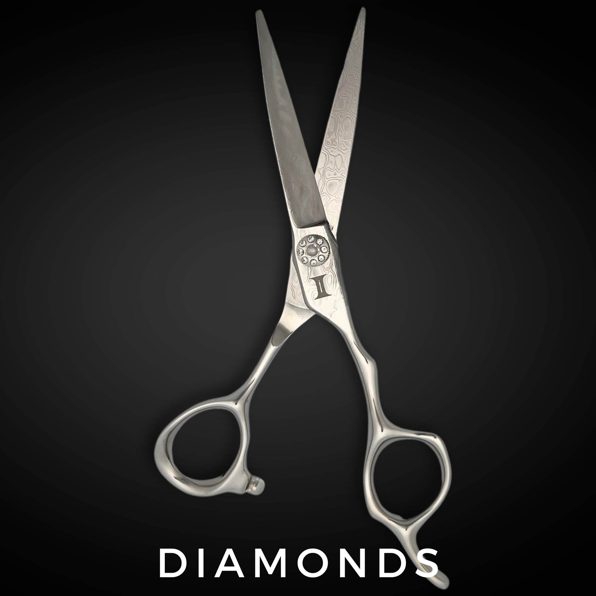 6" Diamond and Damascus Steel Hair Shears