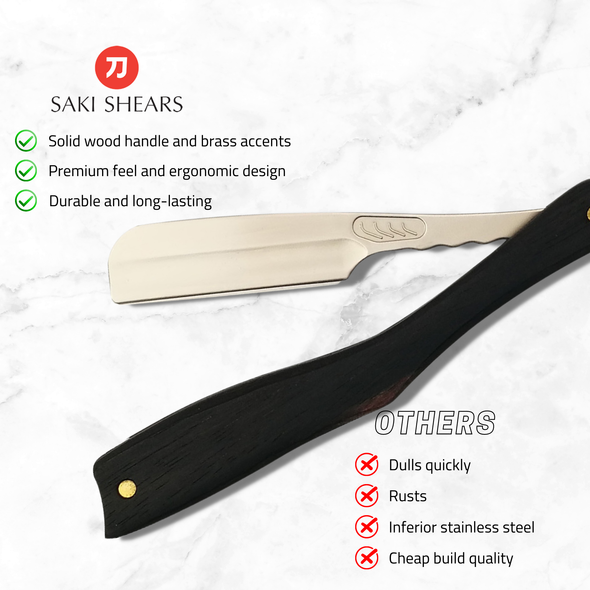 Straight Razor Ebony Wood